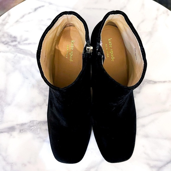 Kate Spade Reenie Velvet Booties Jewel Rhinestone Ankle Heel Black 10M GUC - Picture 7 of 11